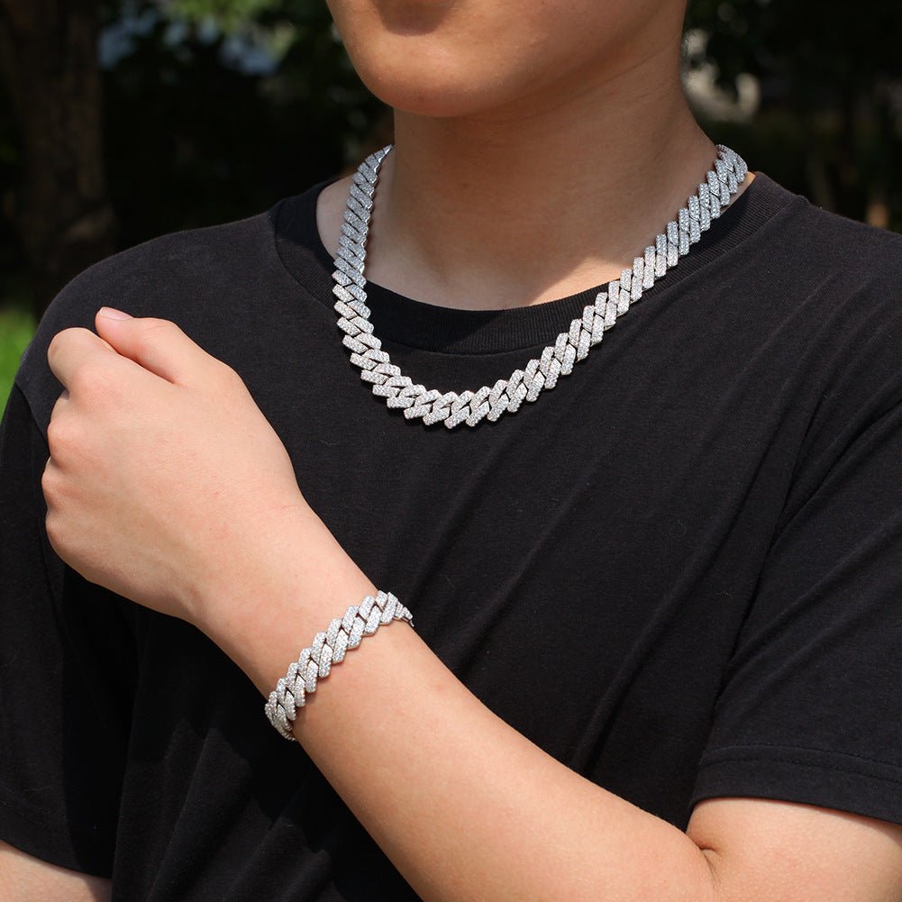 Hip-hop bar-style Cuban zircon-encrusted necklace